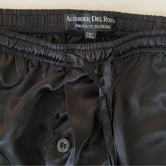 Men’s Satin Polyester Pajama Pants - Black - 2x - Picture 5 of 8